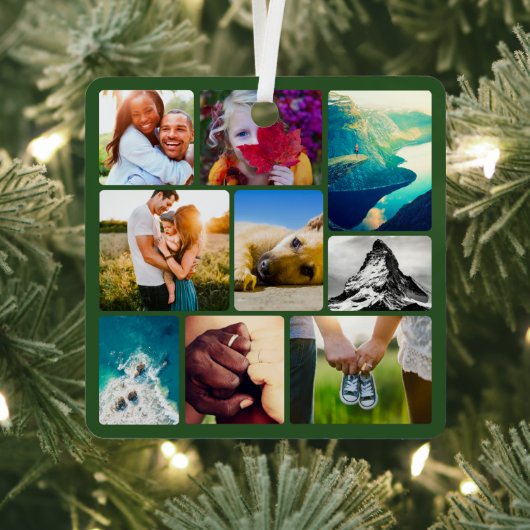 Double Sided 18 Photo Rounded Metal Ornament Aus Metall (InSitu)