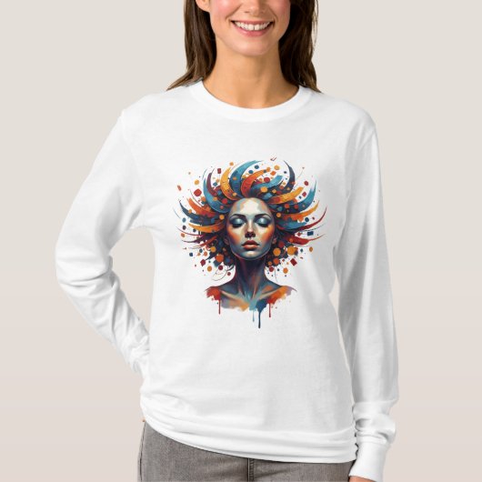 Double-Sided Abstract Dreamer Woman T-Shirt Art (Vorderseite)