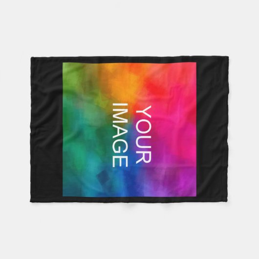 Double Sided Add Image Template Mens Basic Black Fleecedecke (Vorderseite (Horizontal))