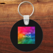 Double Sided Add Image Template Mens Basic Black Schlüsselanhänger (Vorderseite)
