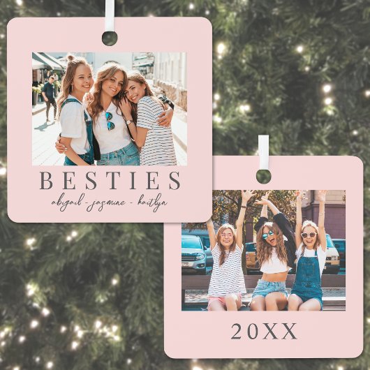 Double Sided Best Friend Photo Christmas Ornament Aus Metall