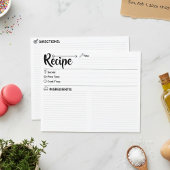 Double Sided Blank Recipe Card (Cooking Cards)