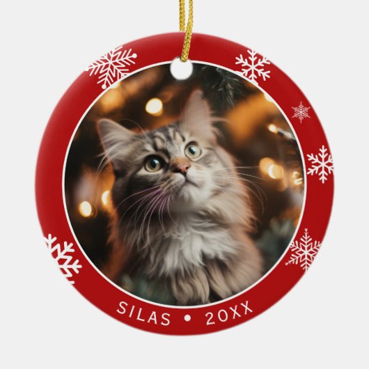 Double Sided Cat Photo Keepsake Christmas Ornament (Vorne)
