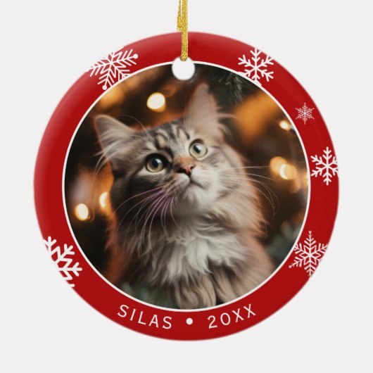 Double Sided Cat Photo Keepsake Christmas Ornament (Hinten)