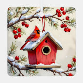 Double Sided Christmas Cardinals Ornament Aus Metall (Rückseite)