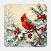 Double Sided Christmas Cardinals Ornament Aus Metall (Vorderseite)