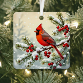 Double Sided Christmas Cardinals Ornament Aus Metall