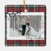 Double Sided Couple Photo Christmas Keramikornament (Vorderseite)