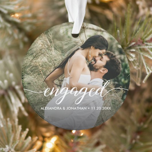 Double sided Engaged couple Photo Custom  Ornament (Baum)