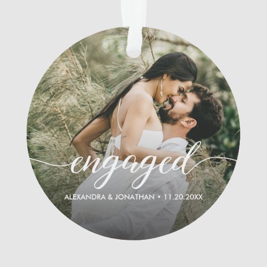Double sided Engaged couple Photo Custom Ornament (Rückseite)