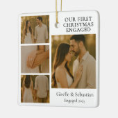 Double Sided First Christmas Engaged Photo Keramikornament (Links)