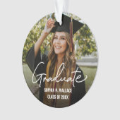 Double sided Handlettering Graduate Custom Photo Ornament (Vorderseite)