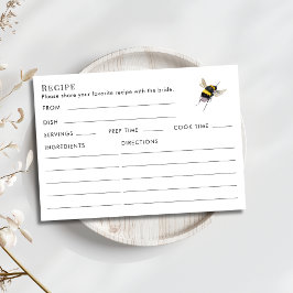 Double Sided Honey Bee Bridal Shower Recipe  Begleitkarte