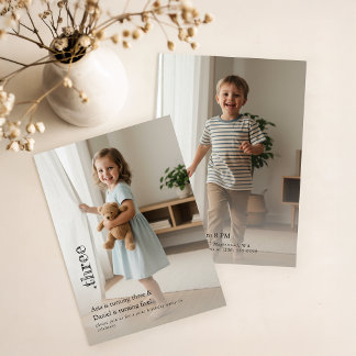 Double Sided Joint Photo Birthday Party Boy Girl Einladung