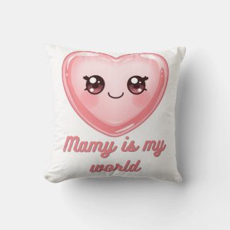 Double Sided Kawaii Heart Pillow - Mamy is my worl Kissen
