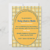 Double-Sided Light Yellow Bright Plaid Hand-Drawn Einladung (Vorderseite)