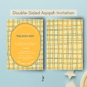 Double-Sided Light Yellow Bright Plaid Hand-Drawn Einladung