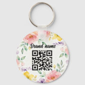 Double sided Logo QR Code floral keychain Schlüsselanhänger (Rückseite)