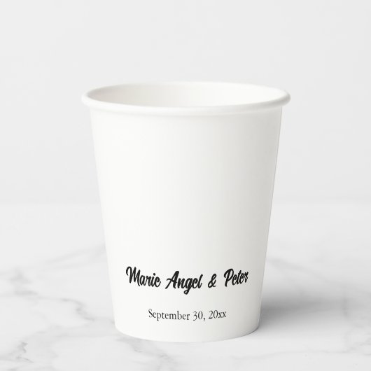 Double-Sided Minimalist Typography Wedding Pappbecher (Rückseite)