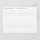 Double Sided Mocha Brown Bow Recipe Bridal Shower Begleitkarte (Rückseite)