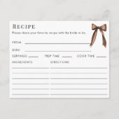 Double Sided Mocha Brown Bow Recipe Bridal Shower Begleitkarte (Vorderseite)