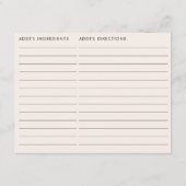 Double Sided Pear Fruit Theme Recipe Bridal Shower Begleitkarte (Rückseite)