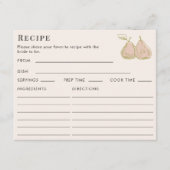 Double Sided Pear Fruit Theme Recipe Bridal Shower Begleitkarte (Vorderseite)