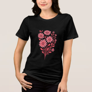 Double-Sided Pink Floral Bouquet T-Shirt Tri-Blend Shirt
