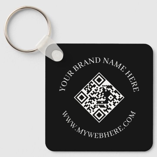 Double Sided QR Code Custom Text Black Keychains Schlüsselanhänger (Vorderseite)