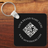 Double Sided QR Code Custom Text Black Keychains Schlüsselanhänger (Vorderseite)