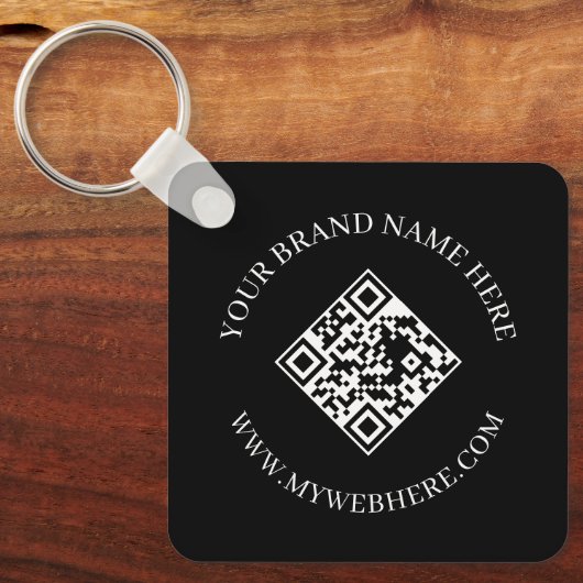 Double Sided QR Code Custom Text Black Keychains Schlüsselanhänger (Vorderseite)