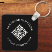 Double Sided QR Code Custom Text Black Keychains Schlüsselanhänger (Rückseite)