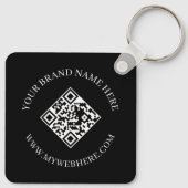 Double Sided QR Code Custom Text Black Keychains Schlüsselanhänger (Rückseite)