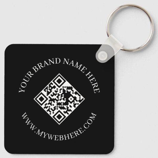 Double Sided QR Code Custom Text Black Keychains Schlüsselanhänger (Rückseite)