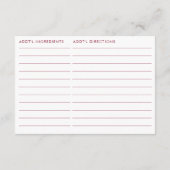 Double Sided Red Strawberry Bridal Shower Recipe  Begleitkarte (Rückseite)