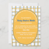 Double-Sided White Yellow Bright Plaid Hand-Drawn Einladung (Vorderseite)