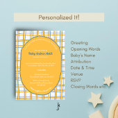 Double-Sided White Yellow Bright Plaid Hand-Drawn Einladung