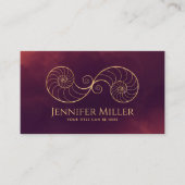 Double Spiral Nautilus Muschel Gold Kontur Visitenkarte (Vorderseite)