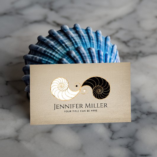 Double Spiral Nautilus Muschel Gold Kontur Visitenkarte