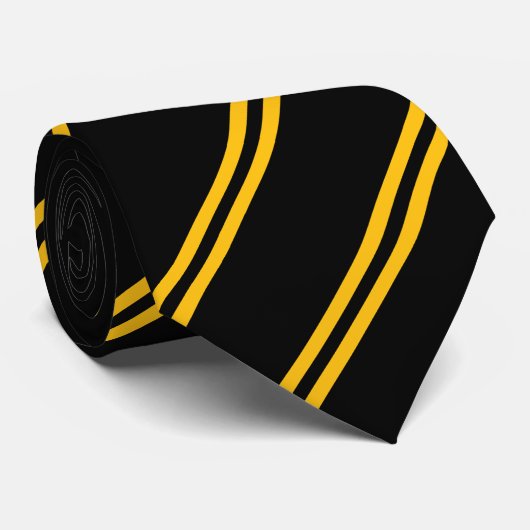 Double Stripe Black & Gold Krawatte (Gerollt)