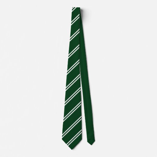 Double Stripe Green & White Krawatte (Vorderseite)