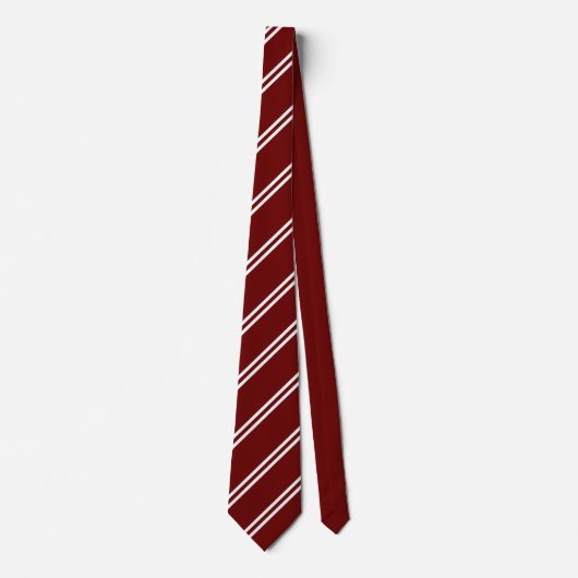 Double Stripe Maroon & White Krawatte (Vorderseite)