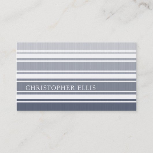 Double Striped | Slate Blue Ombre Visitenkarte (Vorderseite)