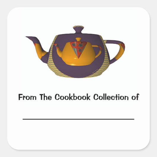 Double Teapot Personalisieren Sie das Cookbook-Buc Quadratischer Aufkleber (Vorderseite)