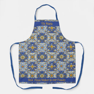 Double‑Text Azulejo Kitchen Apron  Schürze