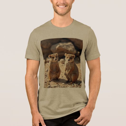 "Double the Cuteness: Aussie Quokka Twins" Tri-Blend Shirt (Vorderseite)