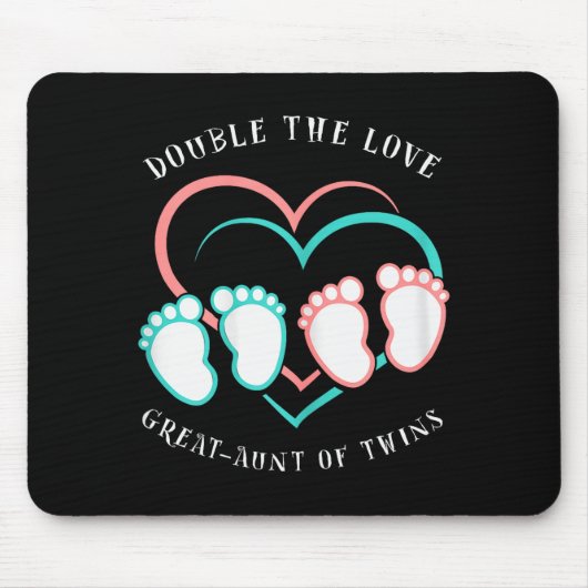 Double The Love New Great-aunt Of Twins Mousepad (Vorne)