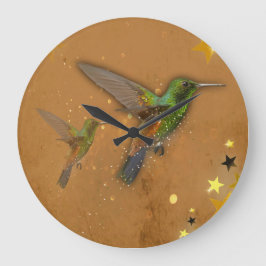 Double the lovely Humming Birds Große Wanduhr