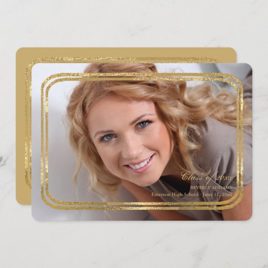 Double Thin Gold Frame Foto Abschluss Inv Ankündigung (Vorne/Hinten)