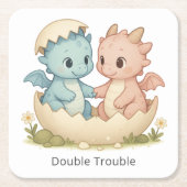 Double Trouble Fantasy Twin Baby Dragons Rechteckiger Pappuntersetzer (Vorderseite)
